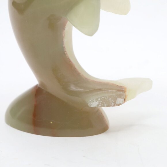 Vintage Onyx Dolphin Figurine Stone Polished Figurine Marble  Decor Green Brown - Picture 3 of 8